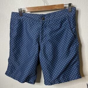 Riz Buckler Unlined Swim Shorts Drawstring Mid Rise Polka Dots Blue Size 32